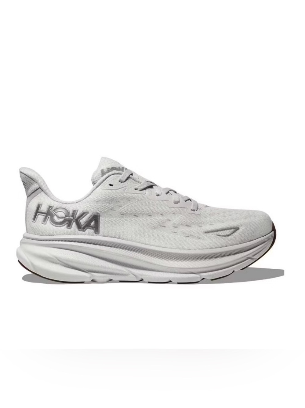 Hoka Clifton 9 shoes size 9B White/Light Gray Running Shoes - Picture 1 of 10